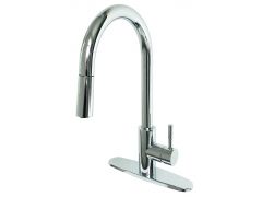 Metal Kitchen Pulldown Faucet, Bullett Spray Head, Stainless Steel Supply Lines - Chrome