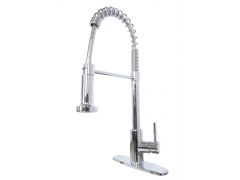 Metal, Single Lever Spring Faucet, High Arch Coiled Spout, Hammer Style - Chrome