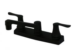 8" Empire RV matte black kitchen, decorative spout & saber lever handles